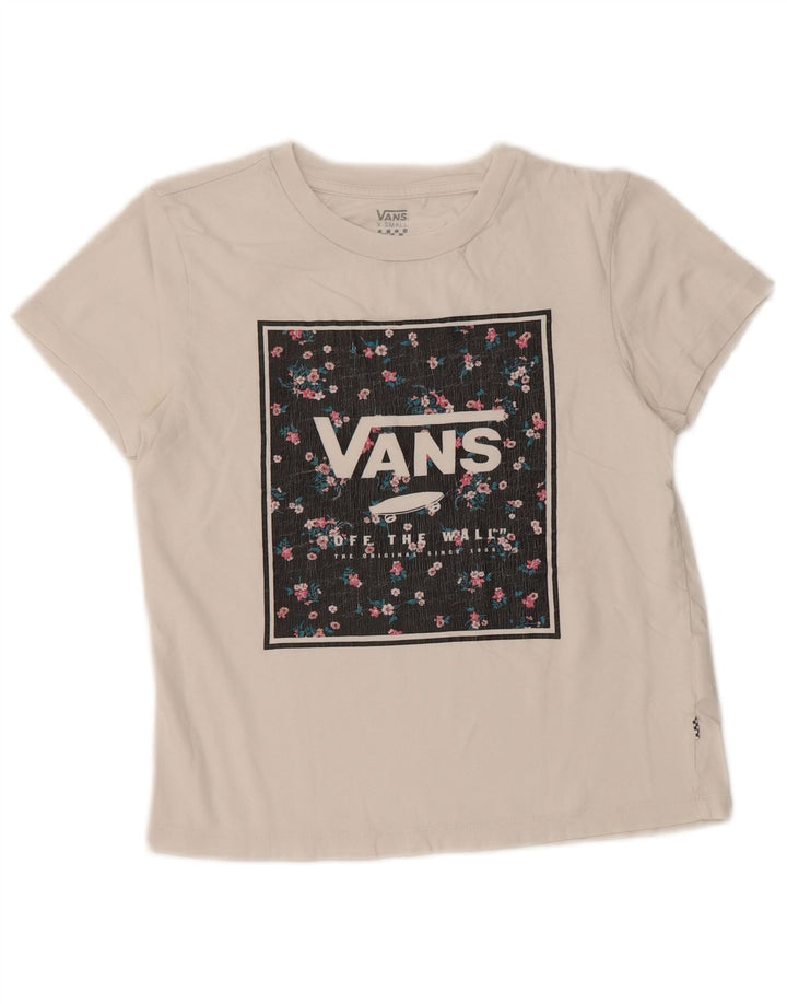 Damska koszulka VANS Crop Graphic Top UK 6 XS, biała bawełna