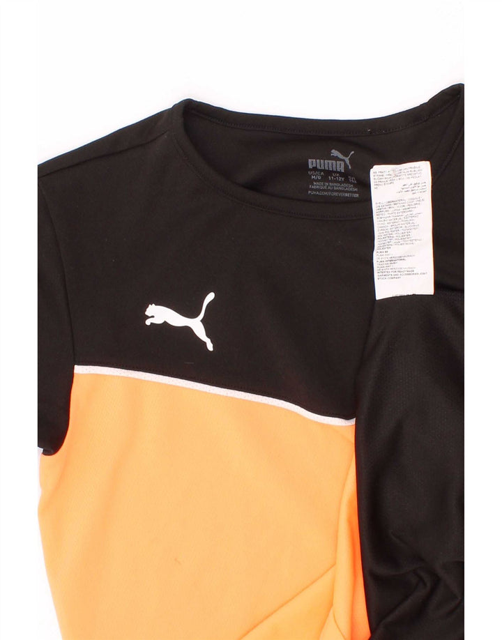 T-shirt chłopięcy Puma 11-12 lat, czarny poliester z blokami kolorów