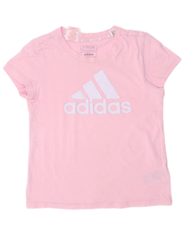 Adidas Dziewczęca koszulka z grafiką Top 9-10 lat Różowa bawełna