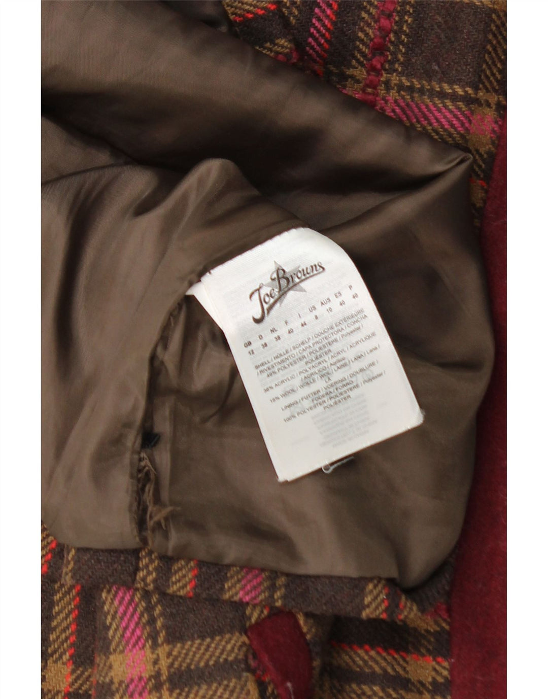 JOE BROWNS Damska spódniczka mini UK 12 Medium W32 Brązowa kratka akrylowa