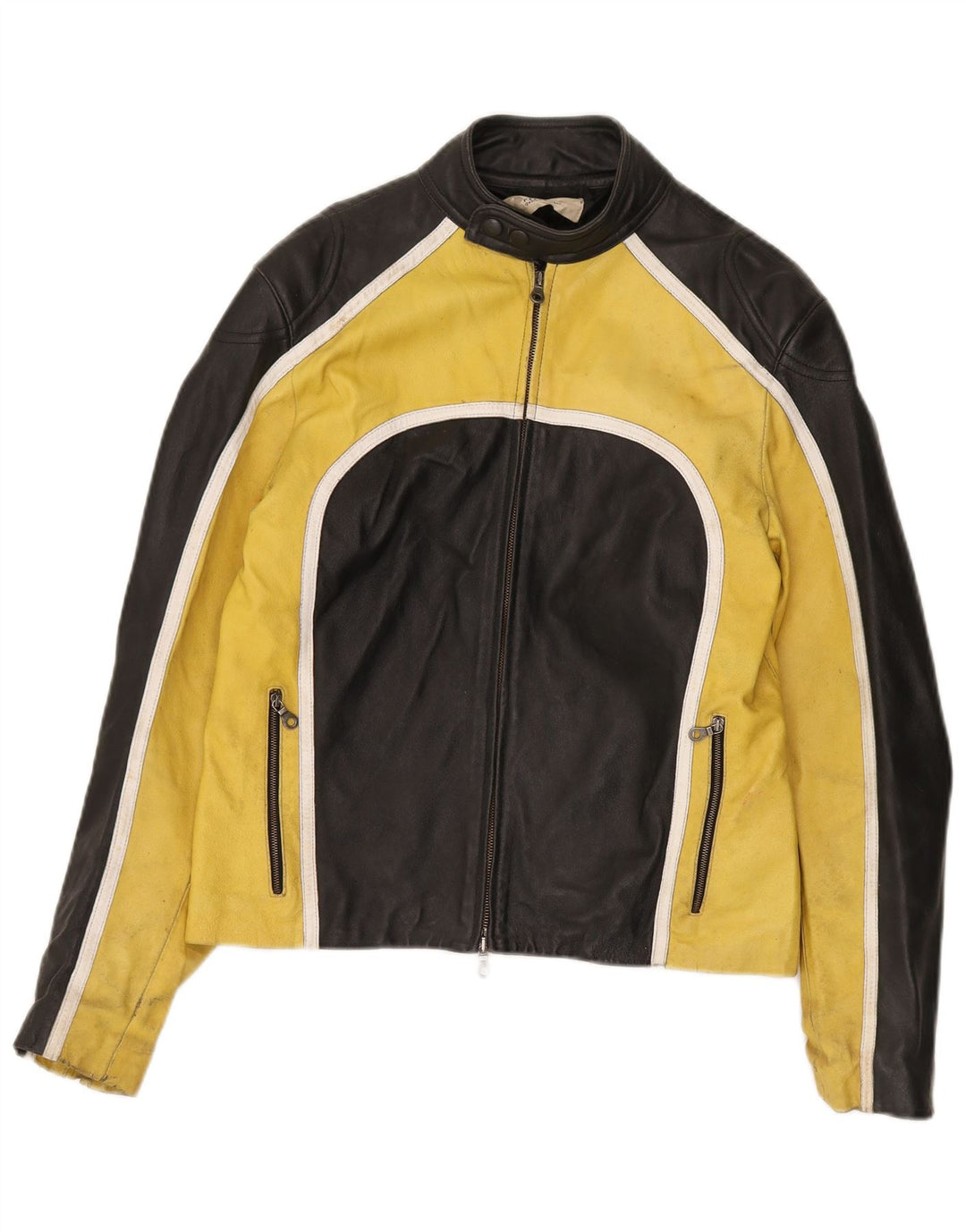 Męska skórzana kurtka motocyklowa VINTAGE IT 48 w kolorze średniej czarnej skóry