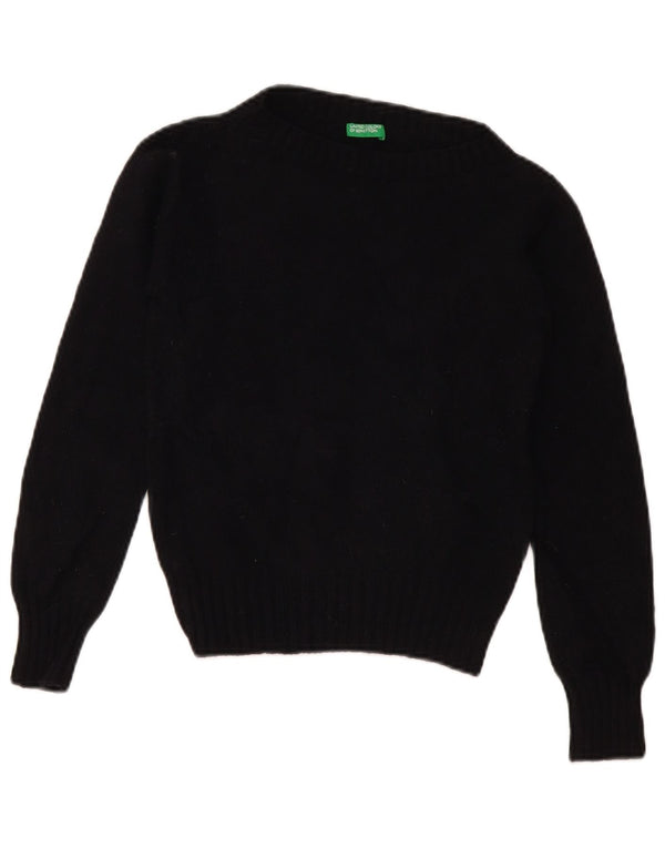 Damski sweter Benetton z dekoltem w łódkę, UK 10, mały, czarny