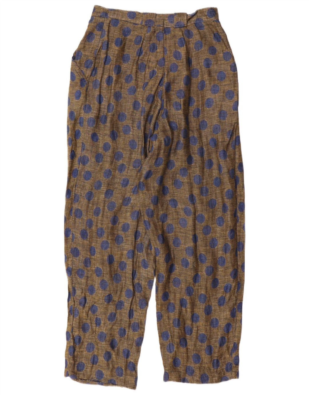 Damskie spodnie typu casual o luźnym kroju VINTAGE W26 L29 Beżowe lniane kropki