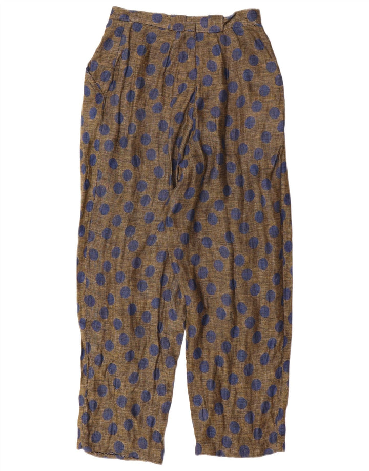 Damskie spodnie typu casual o luźnym kroju VINTAGE W26 L29 Beżowe lniane kropki