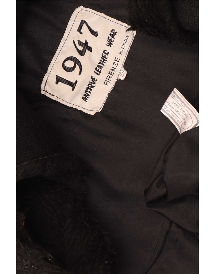 Vintage męska skórzana kurtka wojskowa IT 56 3XL czarna skóra