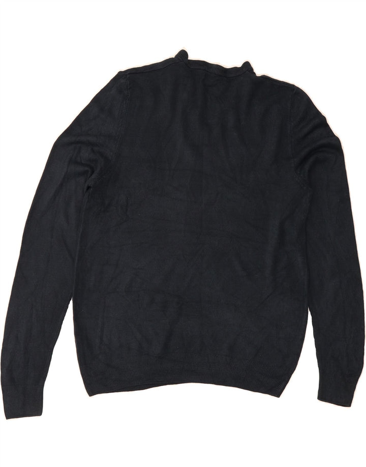 MARKS & SPENCER Mens V-Neck Jumper Sweater Medium Navy Blue Acrylic Vintage Marks & Spencer and Second-Hand Marks & Spencer from Messina Hembry 