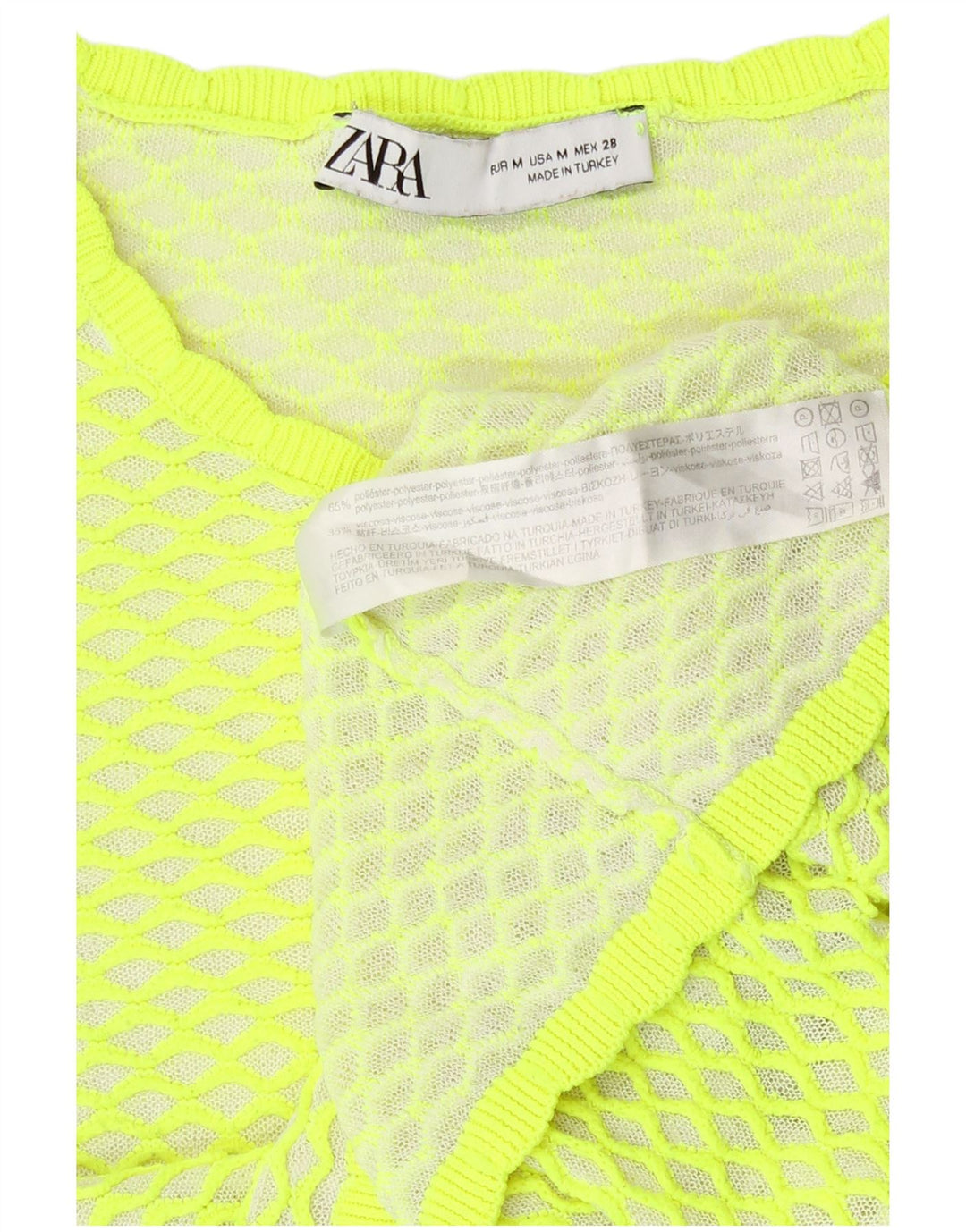 Damska bluzka Zara Crop Top UK 14 Średni zielony geometryczny poliester