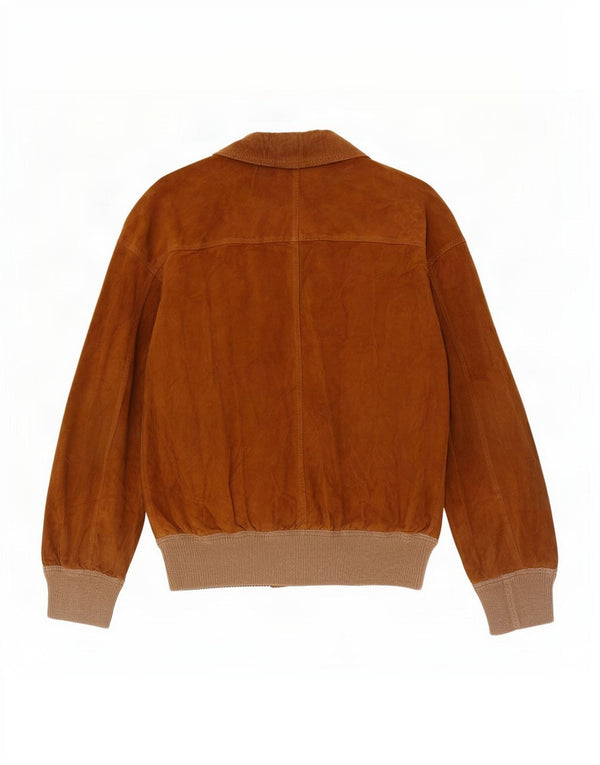 Vintage Mens Suede Jacket UK 12 Medium Beige Colourblock