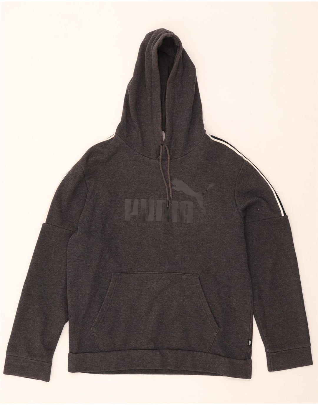 Męski sweter z kapturem Puma z grafiką, średnioszary, bawełniany z blokami kolorów