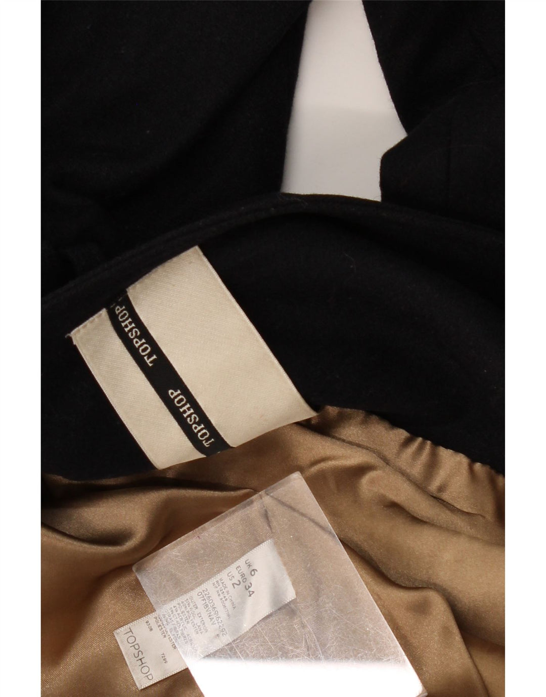 TOPSHOP damski płaszcz grochowy UK 6 XS granatowy wełniany