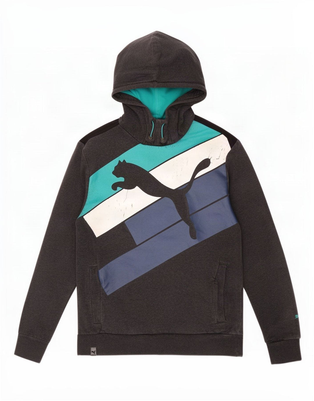 Męska bluza z kapturem Puma z grafiką, średnioszara, z blokami kolorów