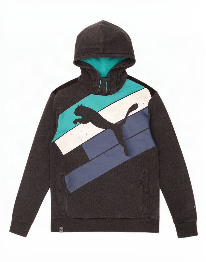 Męska bluza z kapturem Puma z grafiką, średnioszara, z blokami kolorów