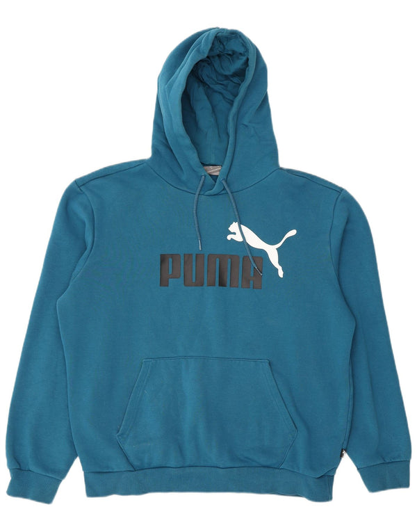 Męski sweter z kapturem Puma z grafiką, średni niebieski, bawełniany