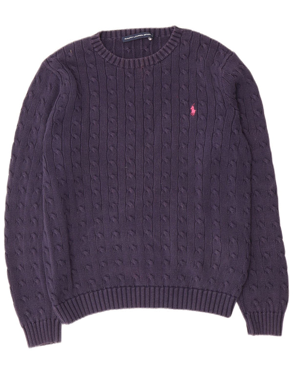 Damski sweter z okrągłym dekoltem Ralph Lauren UK 18 XL, granatowy, bawełniany