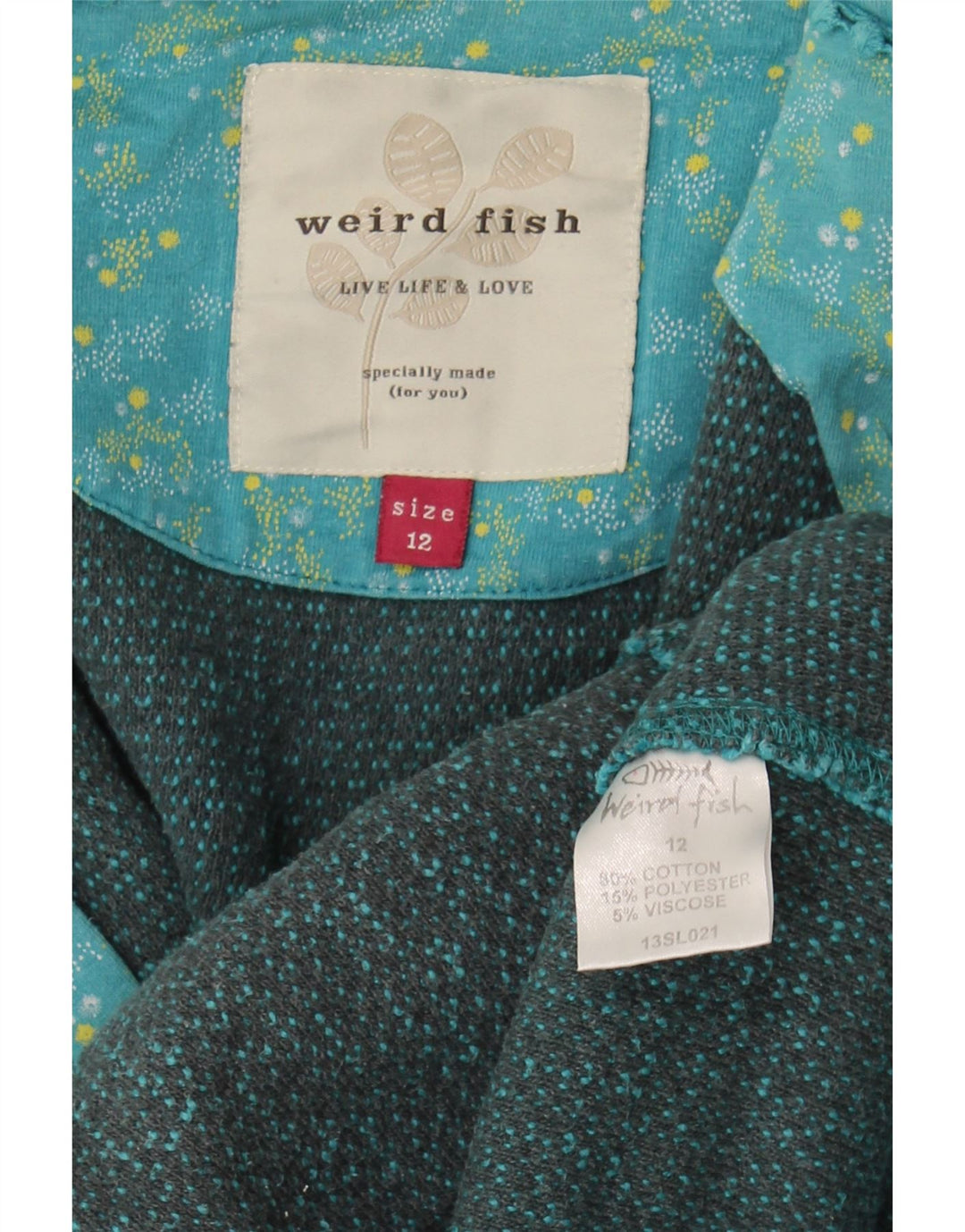 Damski sweter z kapturem i zamkiem Weird Fish UK 12, średni niebieski, bawełniany