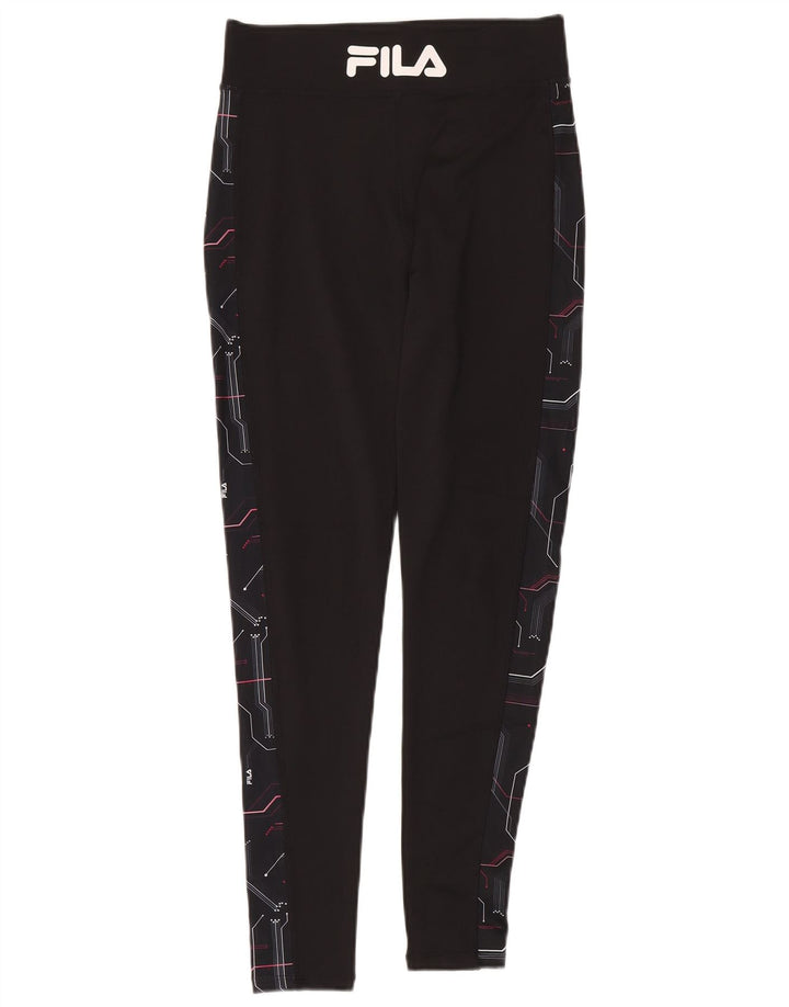 Damskie legginsy Fila Graphic UK 12 Średni czarny geometryczny poliester