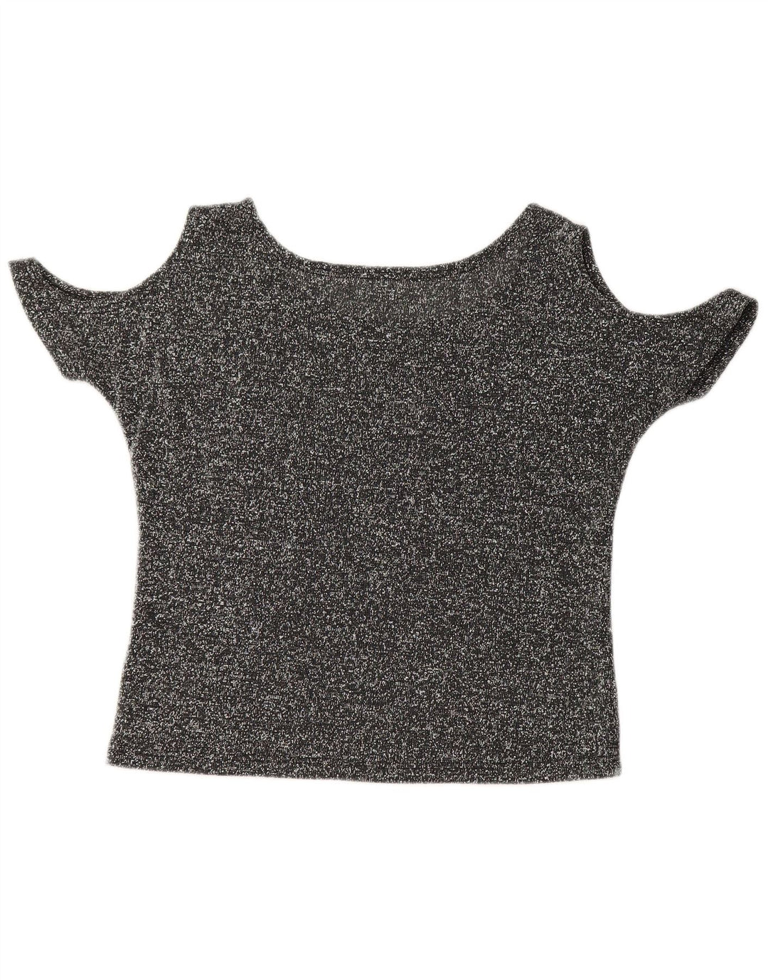 Damski top z odkrytymi ramionami w stylu VINTAGE UK 12, średni szary, nakrapiany motyl