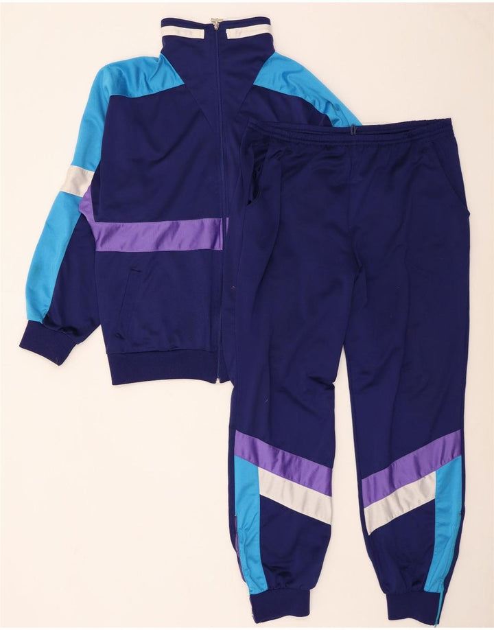 Pełny dres męski w panterkę, UK 46/48 XL, granatowy, poliester z blokami kolorów