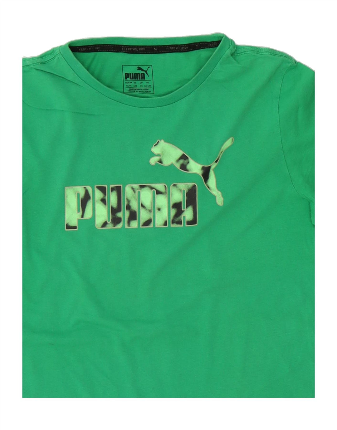 PUMA Boys Graphic T-Shirt Top 13-14 Years Green Vintage Puma and Second-Hand Puma from Messina Hembry 