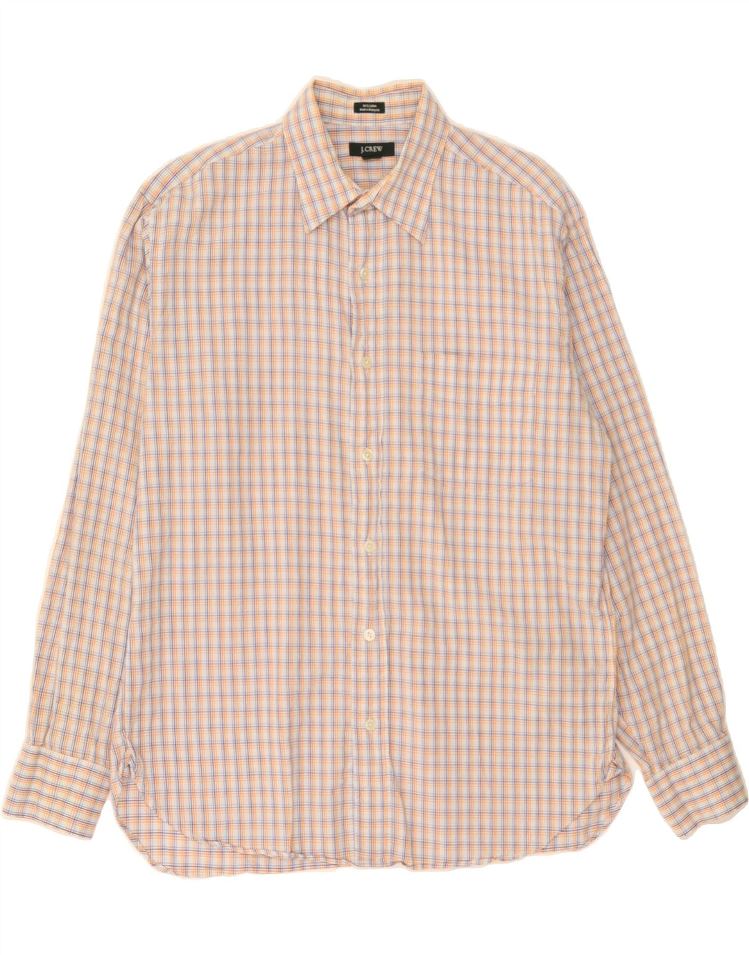 J. CREW Mens Flannel Shirt Size 15 1/2 Medium Orange Check Cotton Vintage J. Crew and Second-Hand J. Crew from Messina Hembry 