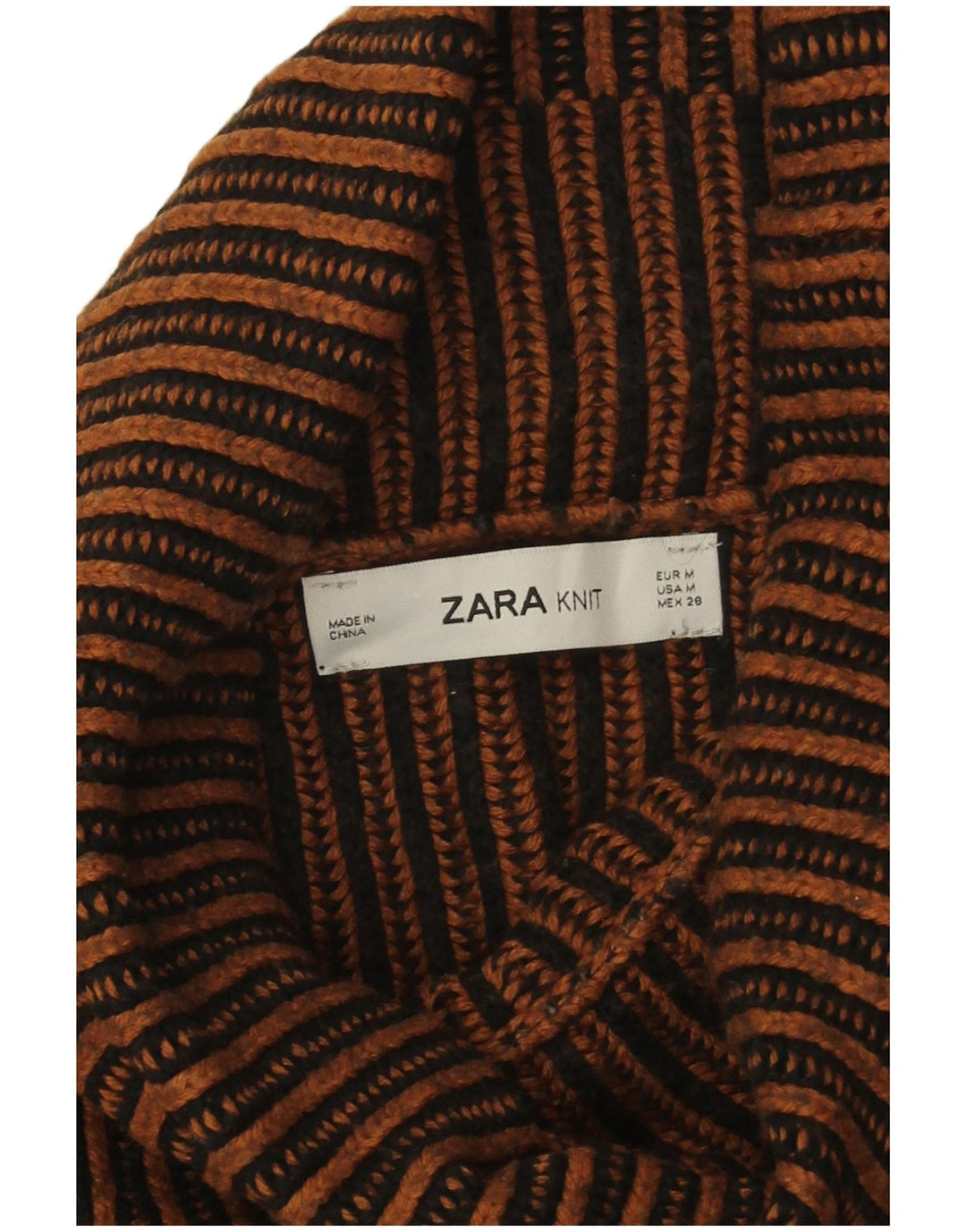 Damski sweter oversize Zara z golfem UK 14 w średnie brązowe paski