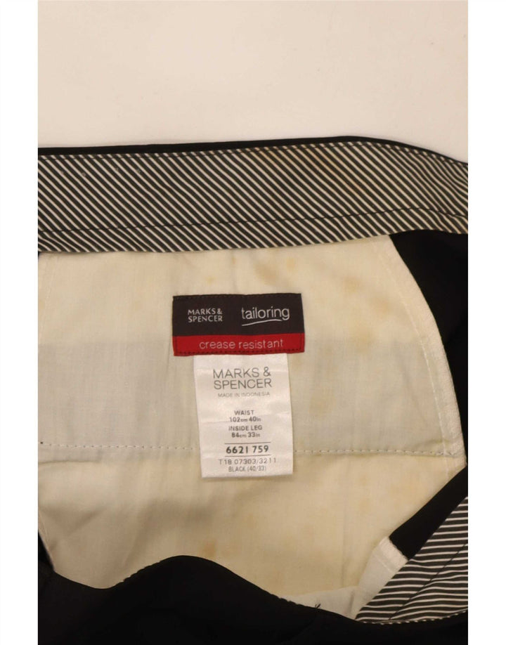 Męskie spodnie garniturowe Marks & Spencer W40 L33, czarny poliester