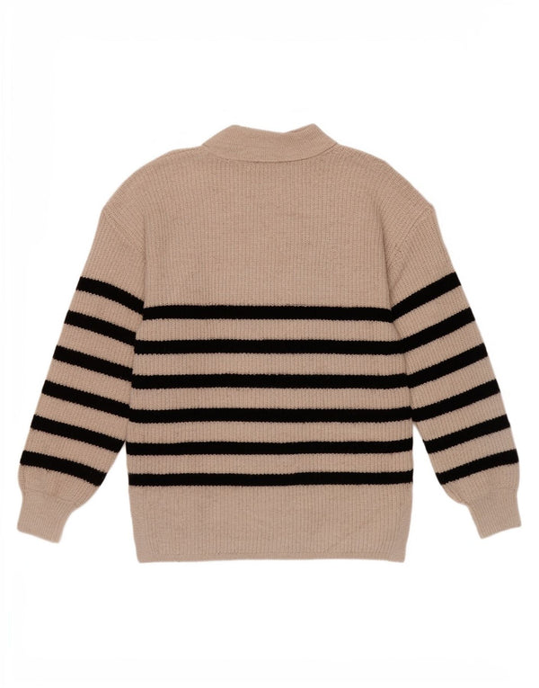 Marks & Spencer Damski sweter polo UK 14 w średnie beżowe paski