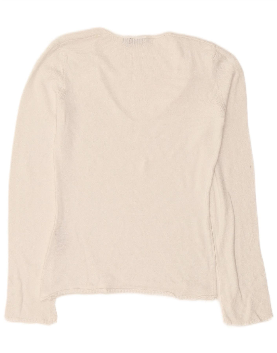 Sweter damski Lotto z dekoltem w kształcie litery V, UK 12, średni biały bawełniany