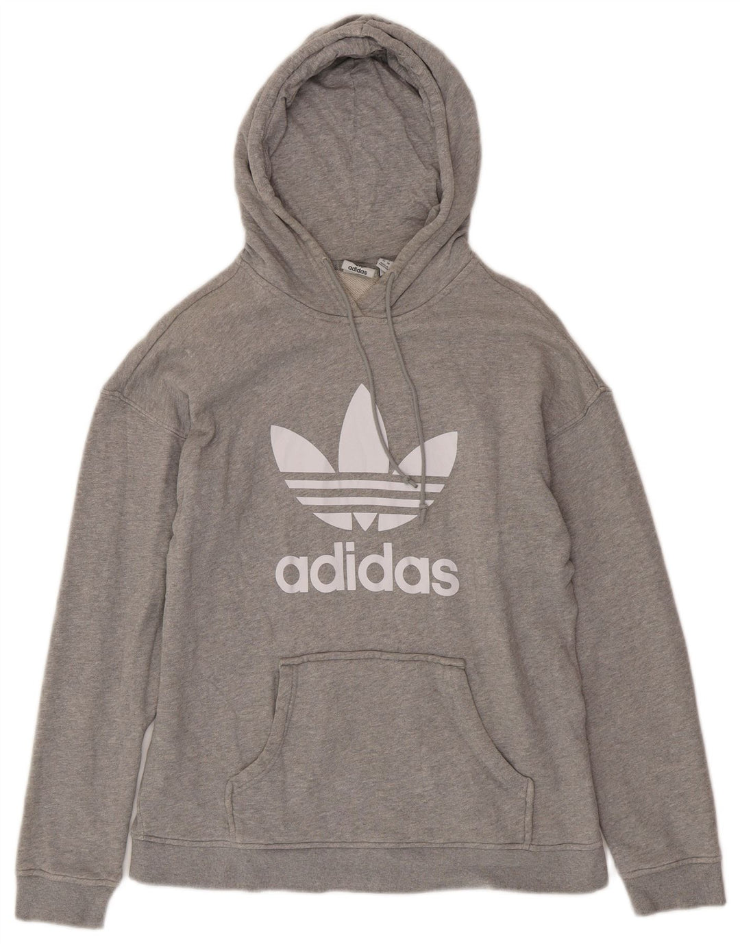 Damska bluza z kapturem oversize ADIDAS z grafiką UK 6 XS, szara bawełna