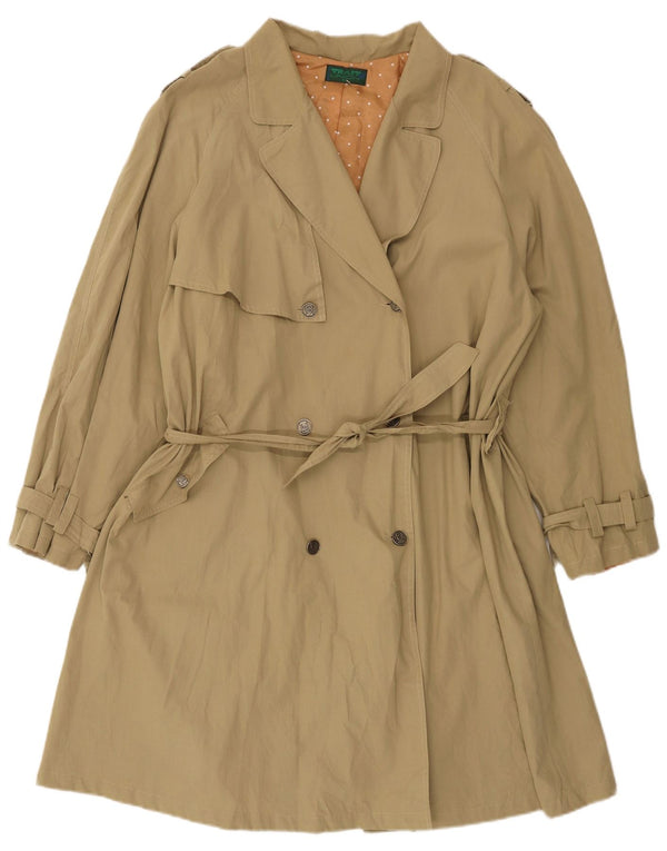 Vintage damski trencz o luźnym kroju IT 42, średnia bawełna khaki
