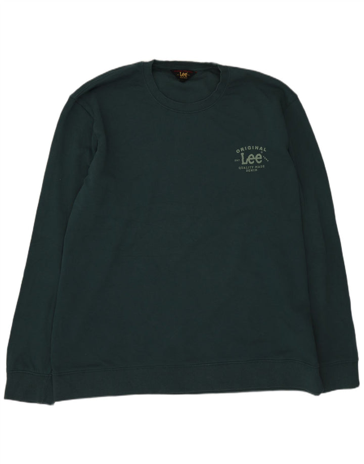 Męski sweter Lee o regularnym kroju, 2XL, zielony, bawełniany