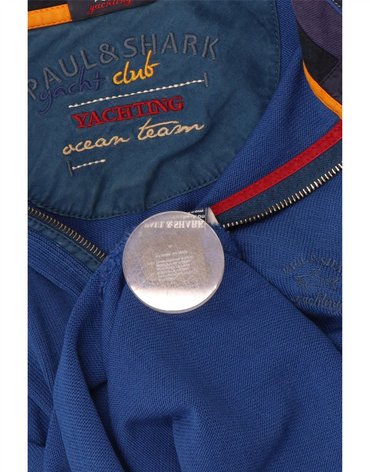 Męski sweter żeglarski PAUL & SHARK z zamkiem pod szyją, średni niebieski, z dziewiczej wełny