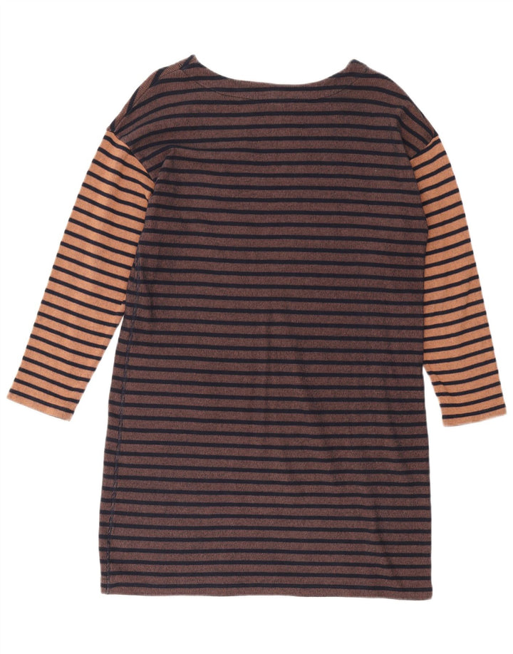 WHITE STUFF Damska sukienka płaszczowa z długim rękawem UK 14, duże brązowe paski