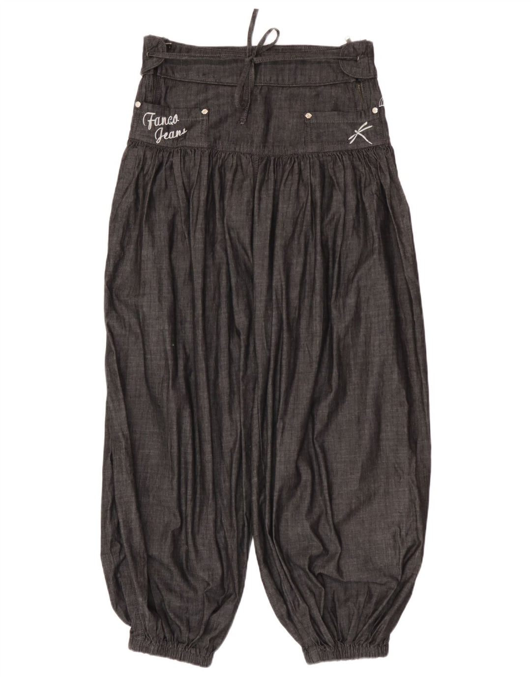 Damskie spodnie haremowe w stylu vintage W28 L26 Szara bawełna
