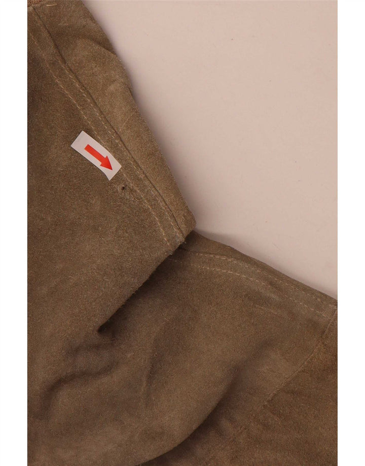 Vintage męska zamszowa kurtka bomber UK 38 średniej wielkości zielonej skóry