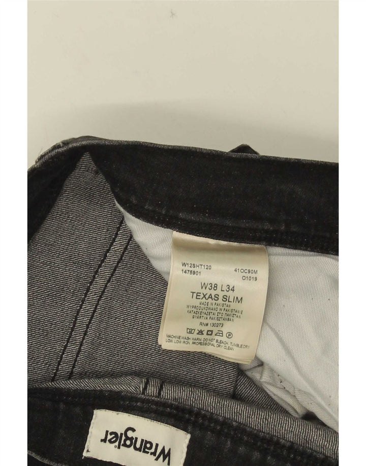 Męskie jeansy Wrangler Texas Slim W38 L34 Szara bawełna