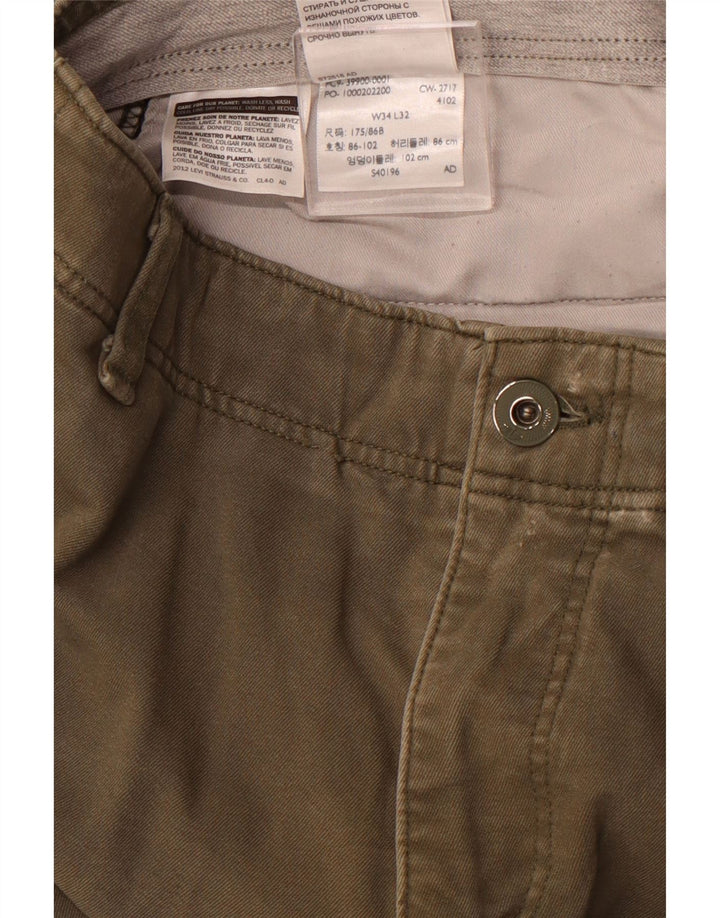 Męskie spodnie typu slim chino DOCKERS W34 L32, bawełna khaki