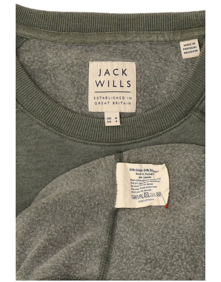 JACK WILLS Womens Sweatshirt Jumper UK 8 Small Green Cotton