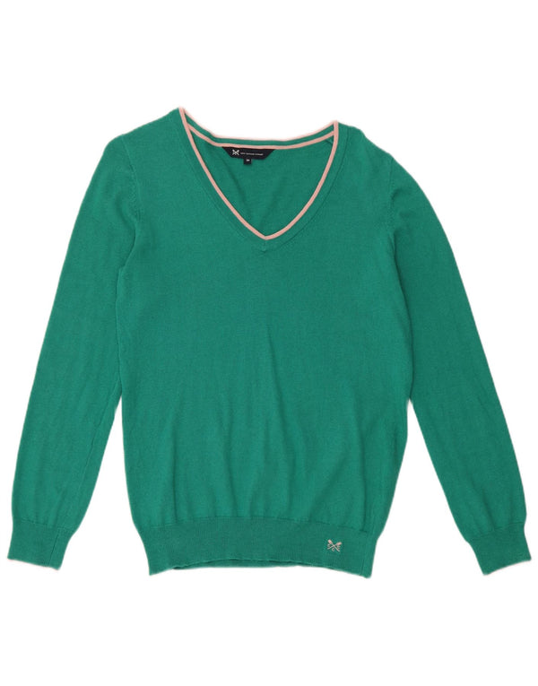 Crew Clothing Damski sweter z dekoltem w kształcie litery V, UK 10, mały, zielony, bawełniany
