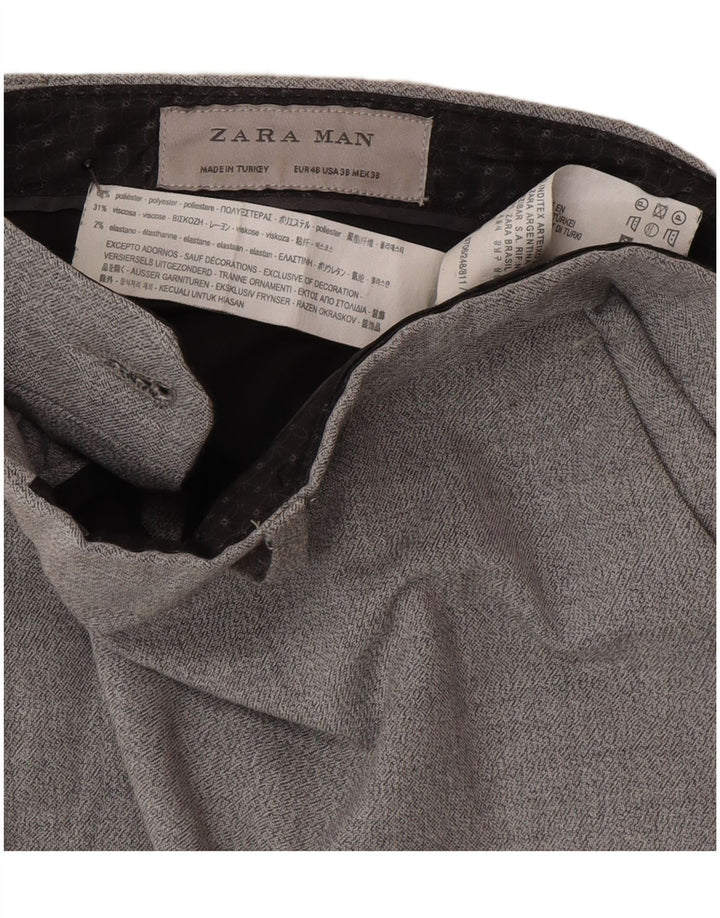 Męskie spodnie garniturowe Zara EU 46 XL W36 L33 Szary poliester