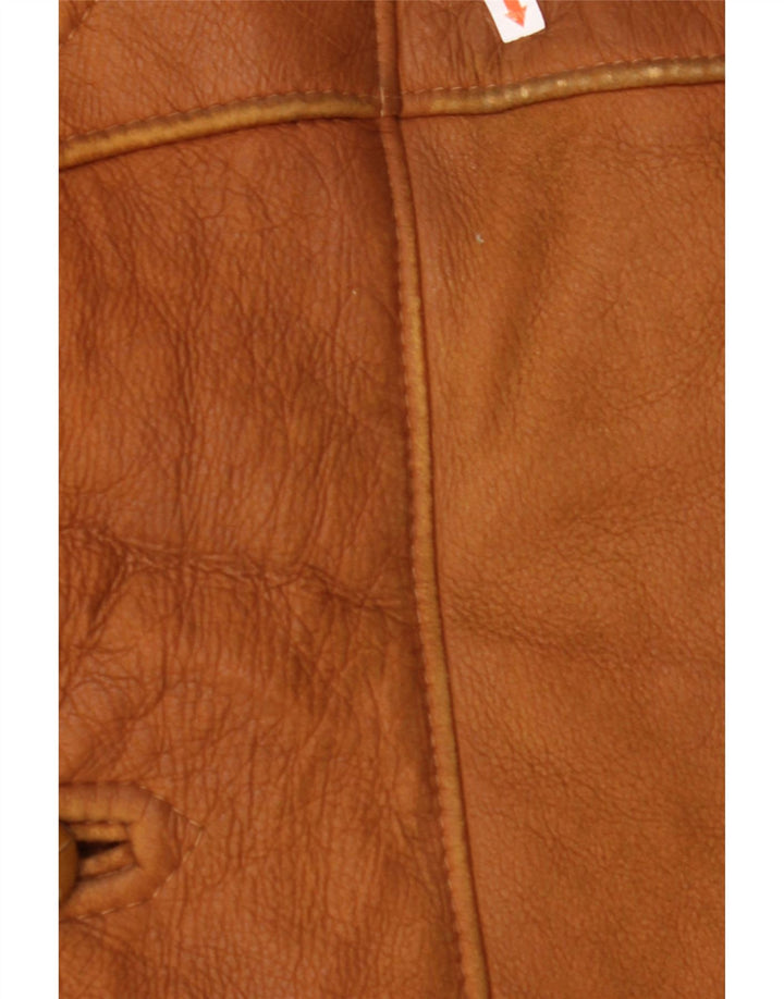 MABRUN Męska kurtka Shearling UK 36 Mała brązowa skóra