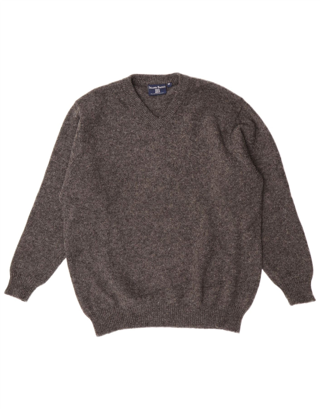 Męski sweter w stylu vintage z dekoltem w szpic IT 54 XL Szara wełna