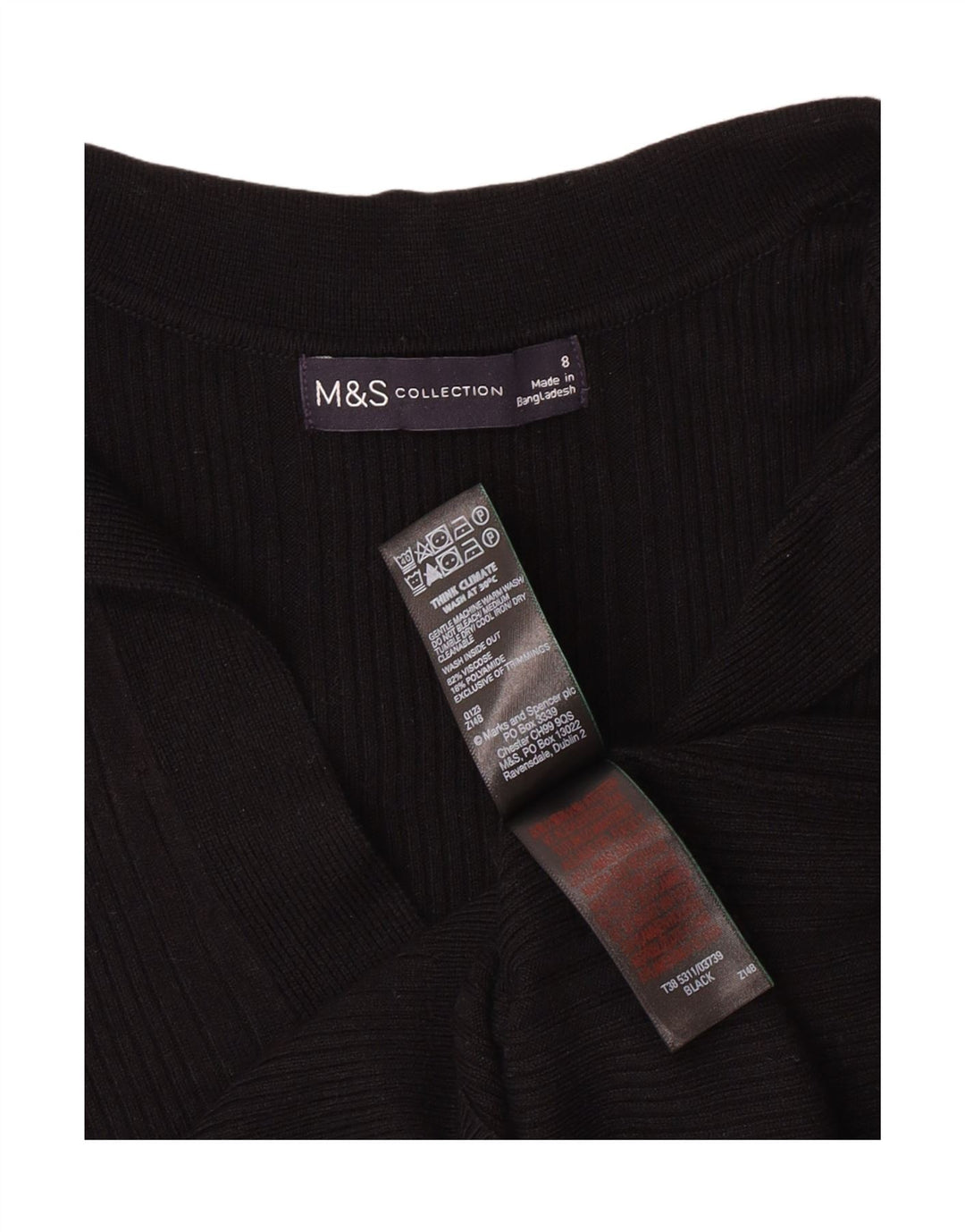 MARKS & SPENCER Damski sweter polo UK 8 Small Black Wiskoza