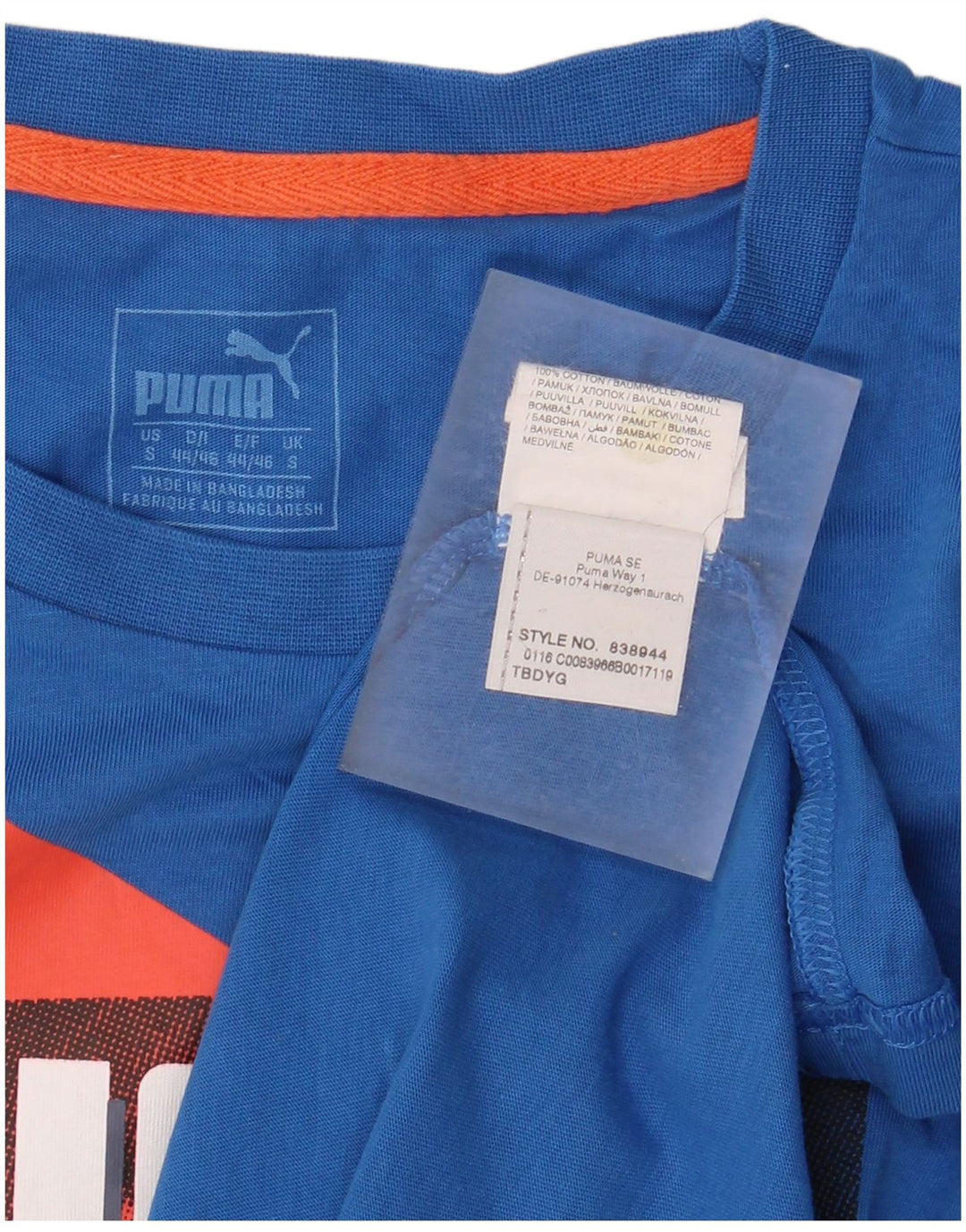 Męski T-shirt z grafiką Puma, mały, niebieski, bawełniany