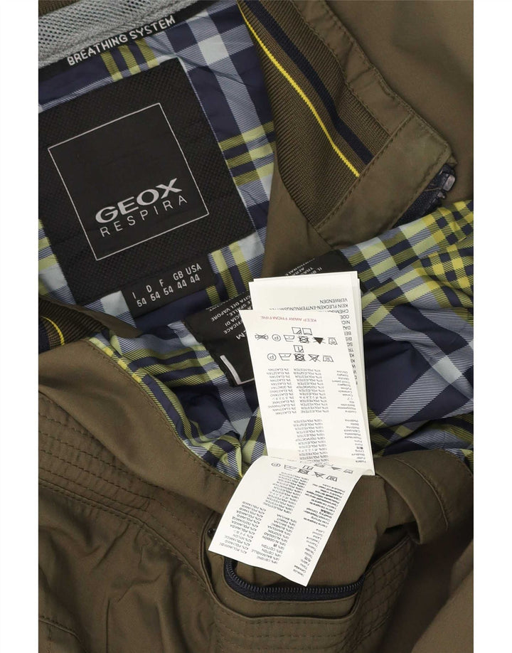 Męska kurtka bomberka Geox UK 44 2XL Khaki, poliester w kratkę