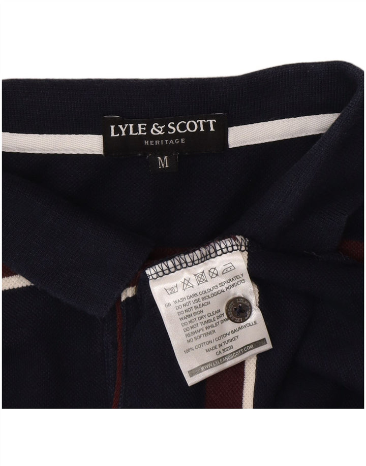 Męska koszulka polo Lyle & Scott Heritage, bawełniana w średnie granatowe paski