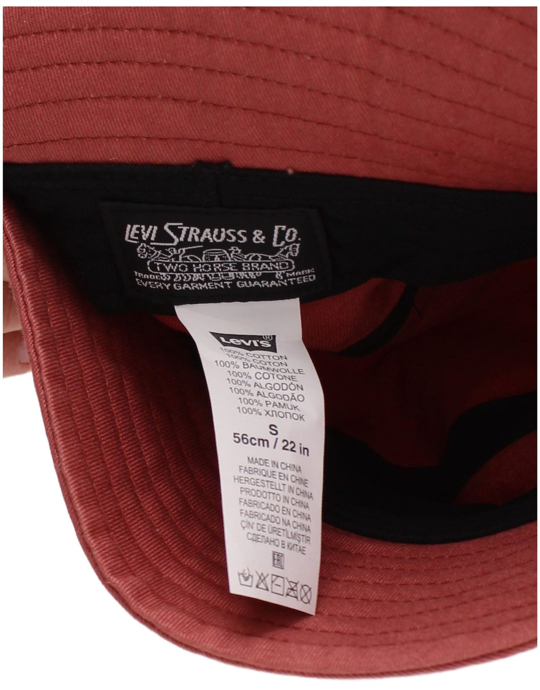 Męski kapelusz typu Bucket Levi's, mały, czerwony, bawełniany