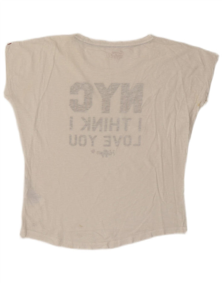 Damska koszulka oversize TOMMY HILFIGER z grafiką Top UK 10 Small White