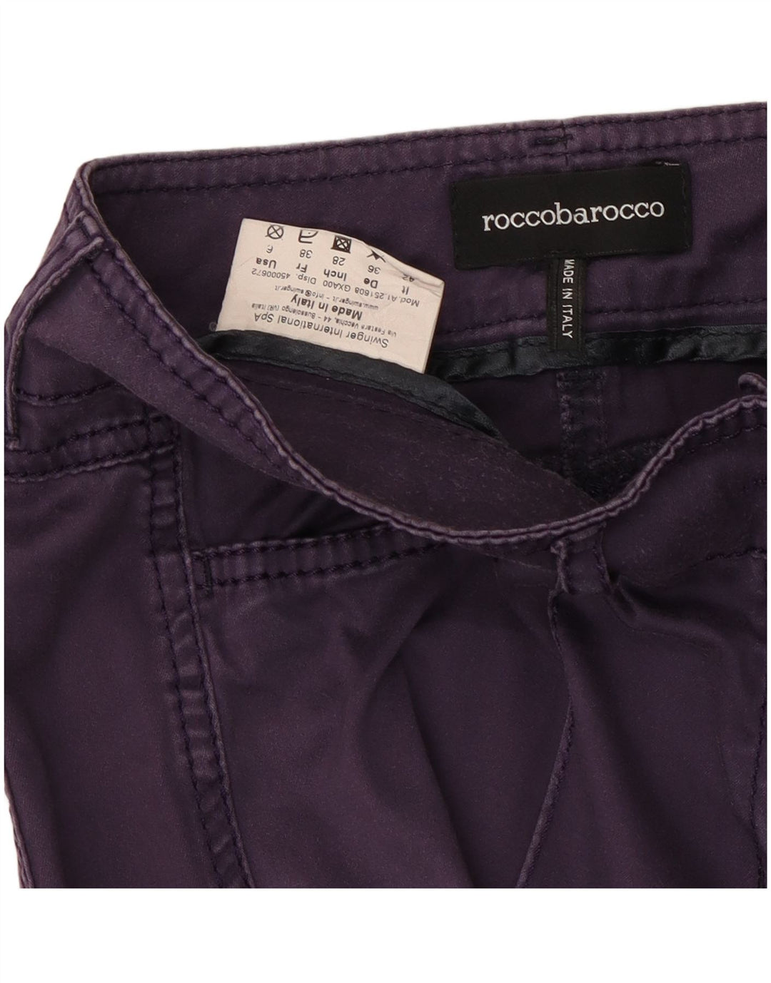 Damskie spodnie typu slim casual Roccobarocco US 6 Medium W28 L28 Granatowe