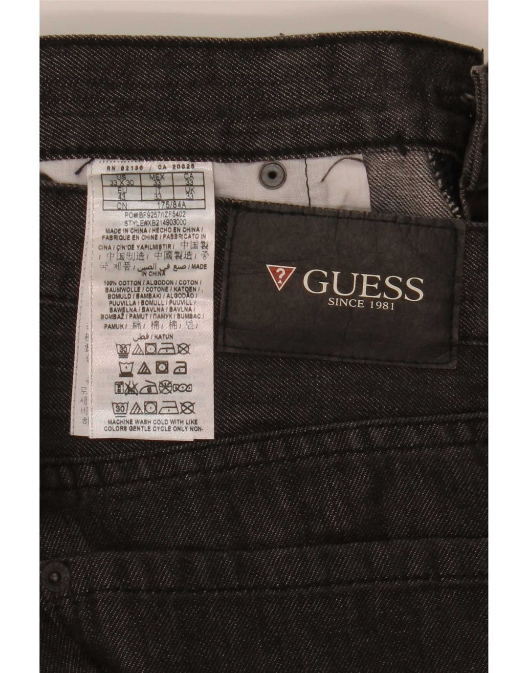 Męskie proste dżinsy Guess W33 L30 Szara bawełna